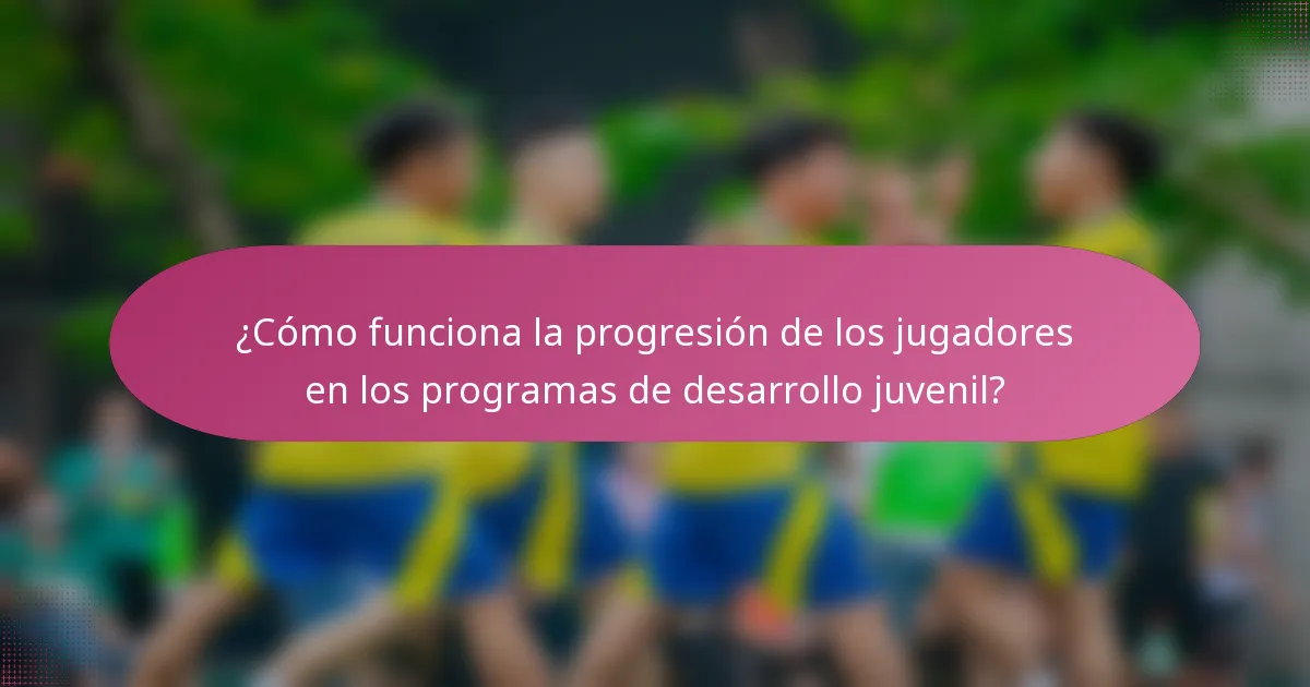 ¿Cómo funciona la progresión de los jugadores en los programas de desarrollo juvenil?