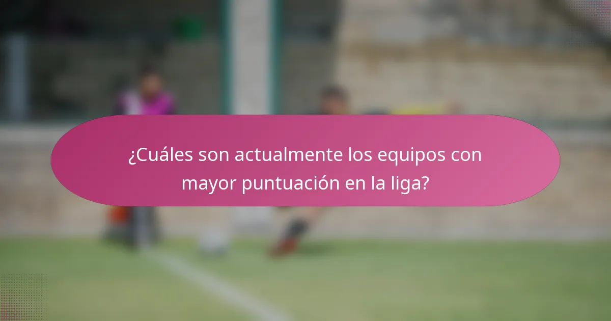 ¿Cuáles son actualmente los equipos con mayor puntuación en la liga?