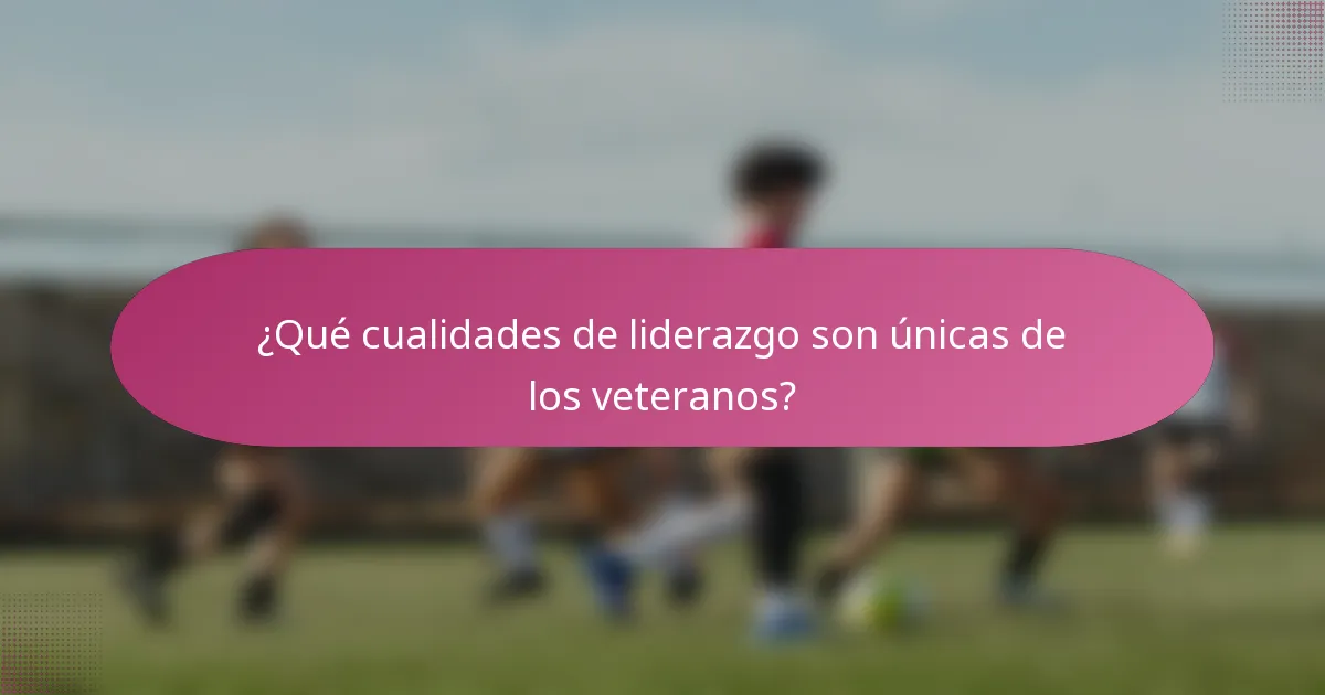 ¿Qué cualidades de liderazgo son únicas de los veteranos?