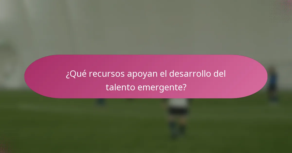 ¿Qué recursos apoyan el desarrollo del talento emergente?